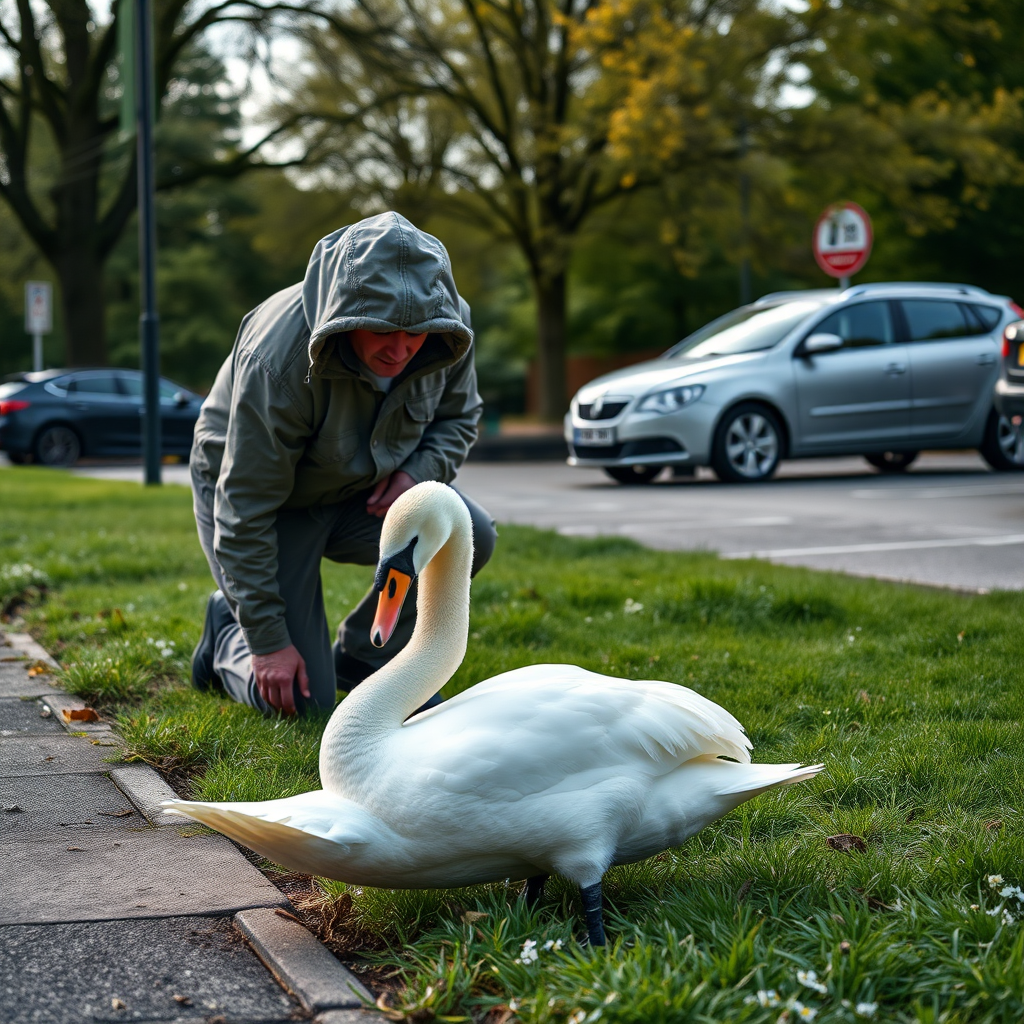 Animal rescuer's frustration after receiving parking fine while helping unwell swan